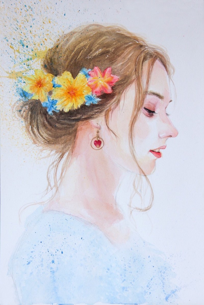 玫瑰爱心花瓣耳环/14k包金/無痛耳夾 - 耳环/耳夹 - 植物．花 红色