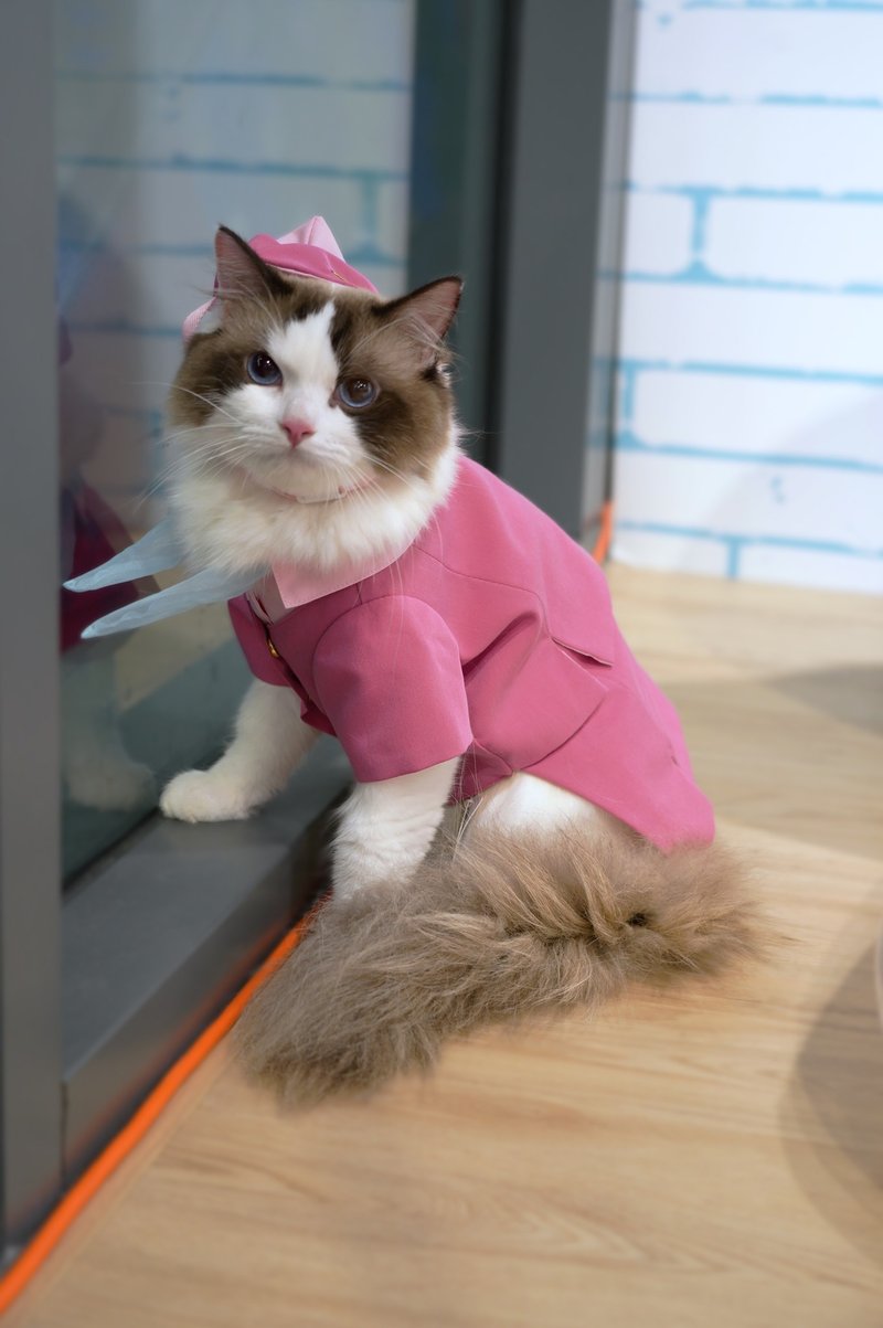 粉红色空姐套装 宠物衣 - 衣/帽 - 聚酯纤维 