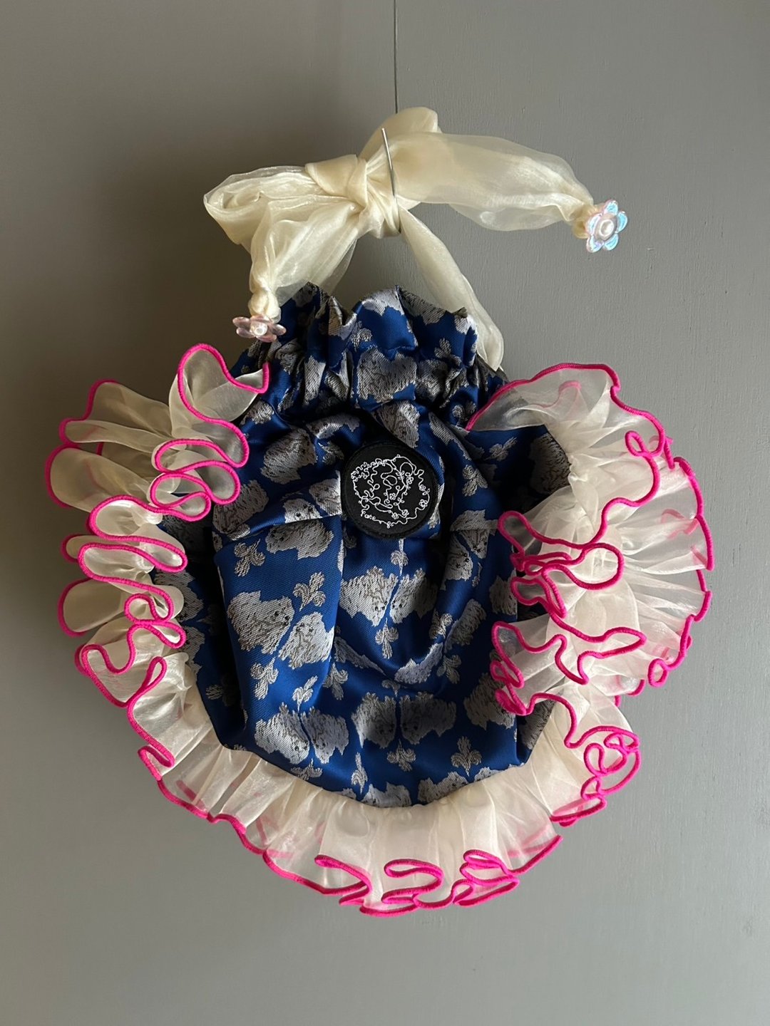 ハイカロリイオトメ × pote 联名 frill drawstring bag - 手提包/手提袋 - 聚酯纤维 橘色