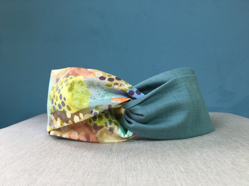 经典发带 / 湖水蓝庆典 / 水彩画 - 发带/发箍 - 棉．麻 蓝色