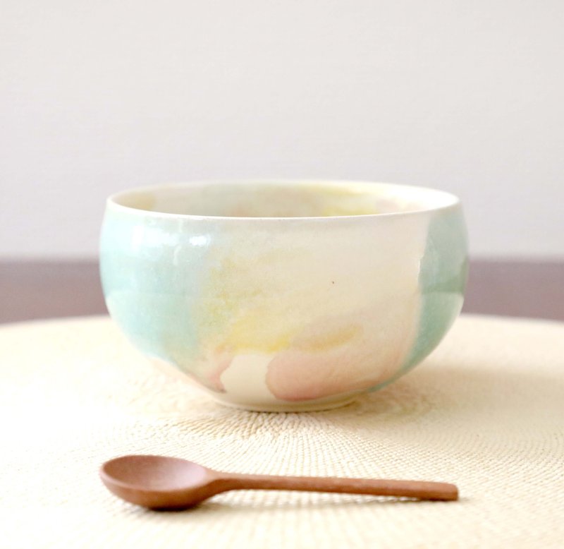 雾面釉春色三色碗 / 适用于汤、炖菜、面条等。 - 碗 - 陶 黄色