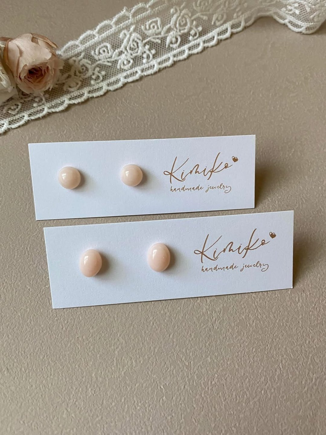 梦幻暖色系粉橘耳环 不锈钢耳针 led/uv胶饰品 - 耳环/耳夹 - 不锈钢 橘色