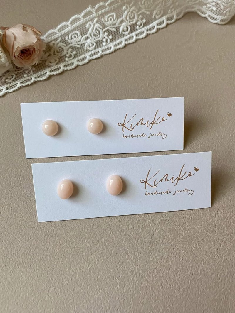 梦幻暖色系粉橘耳环 不锈钢耳针 led/uv胶饰品 - 耳环/耳夹 - 不锈钢 橘色