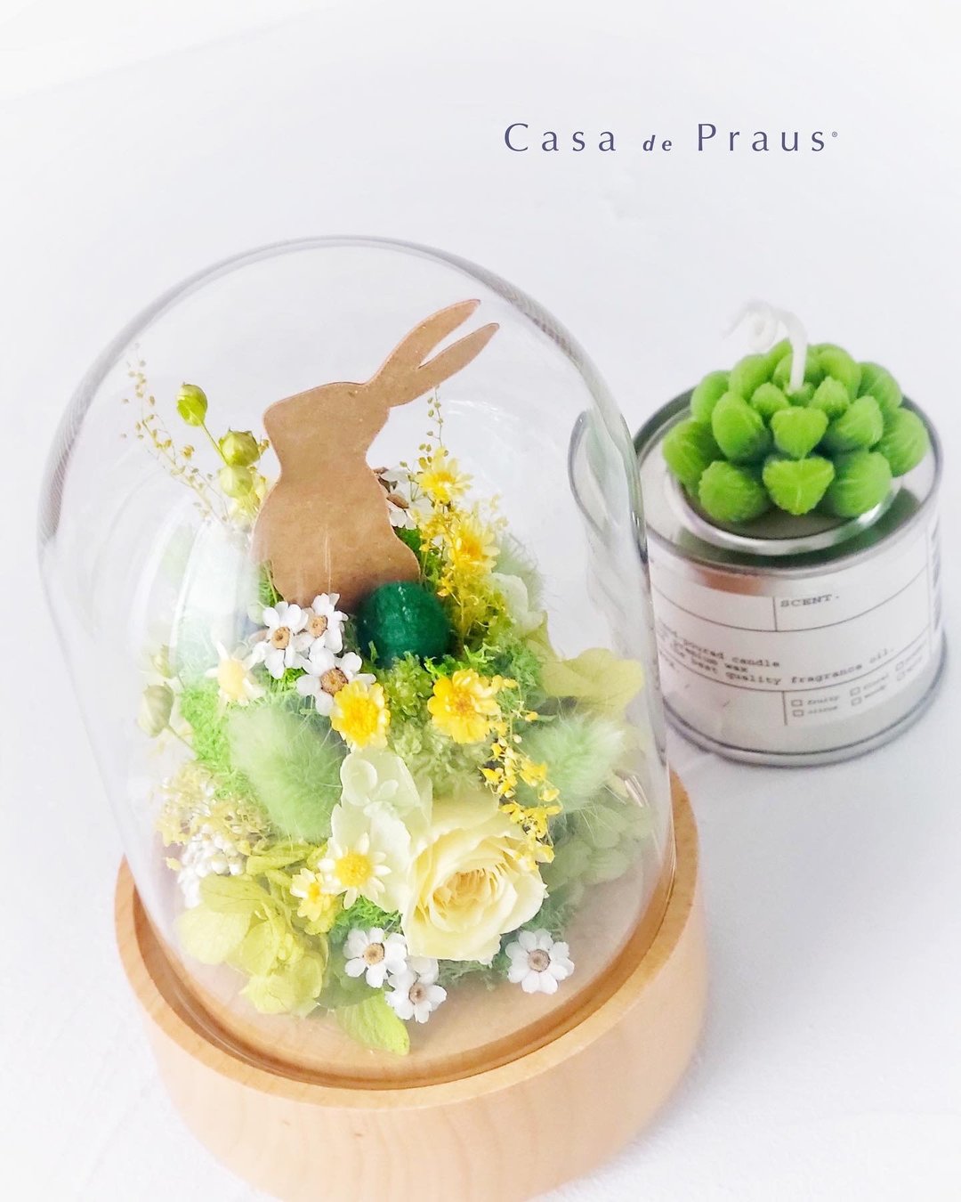 幸福花园兔・旋转音乐盅 生日、告白、节庆首选・绽放专属心意 - 干燥花/捧花 - 植物．花 多色