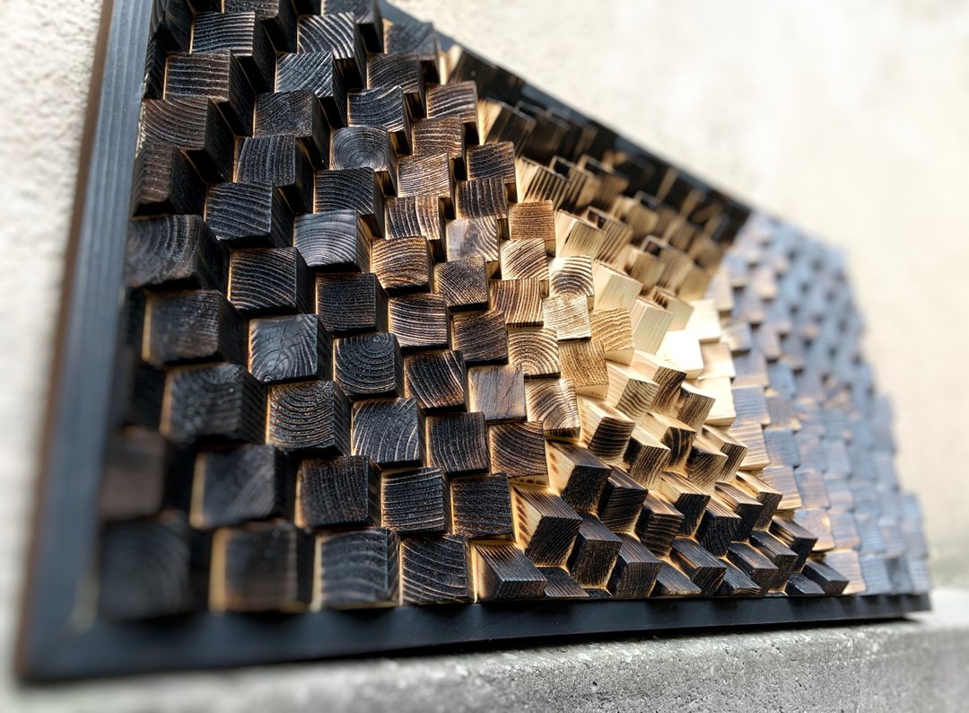 Wood Wall Art - Shou Sugi Ban Yakisugi - Burnt Rustic 3D Decor - Acoustic Panel - 墙贴/壁贴 - 木头 