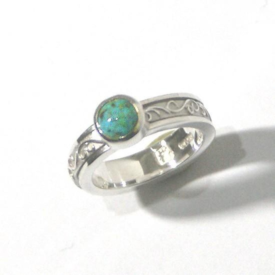 Turquoise · spin ring No. 6 · 1 point · free shipping - 戒指 - 宝石 蓝色