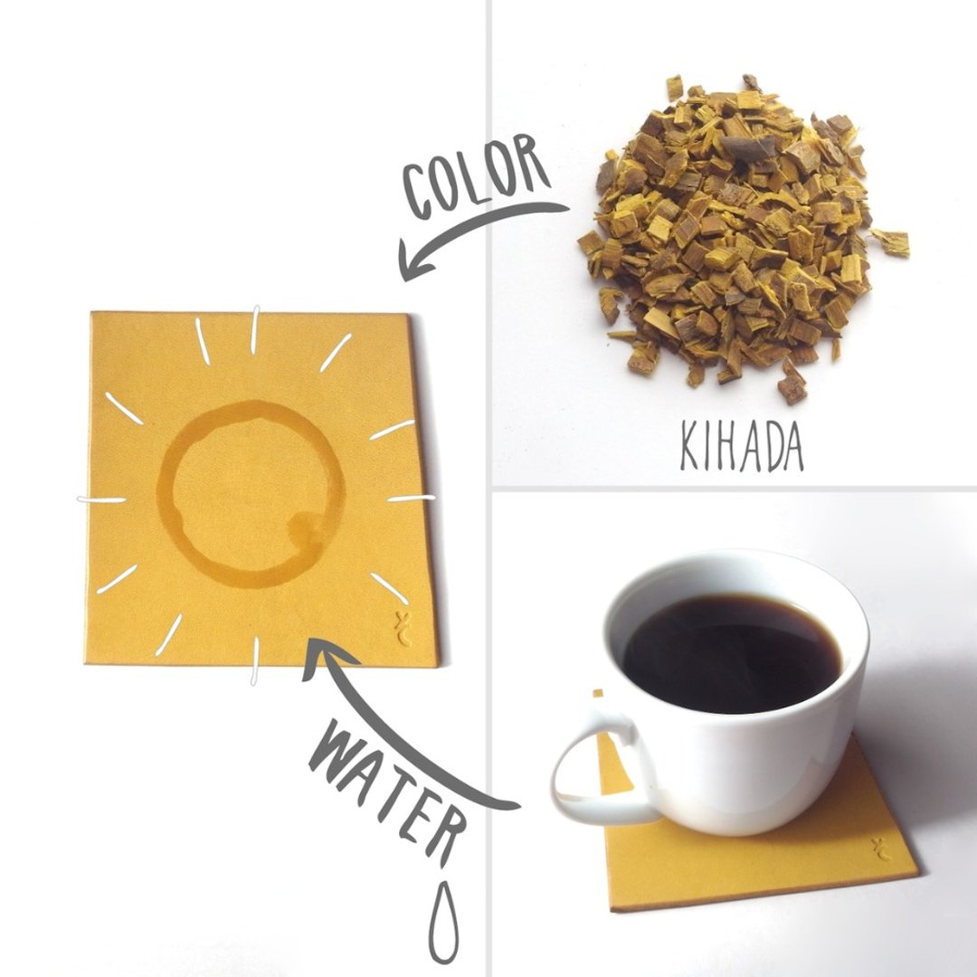 [杯垫] 皮革、黄肌染、植物染、手染、手工制作 [kosuta] - 杯垫 - 真皮 黄色