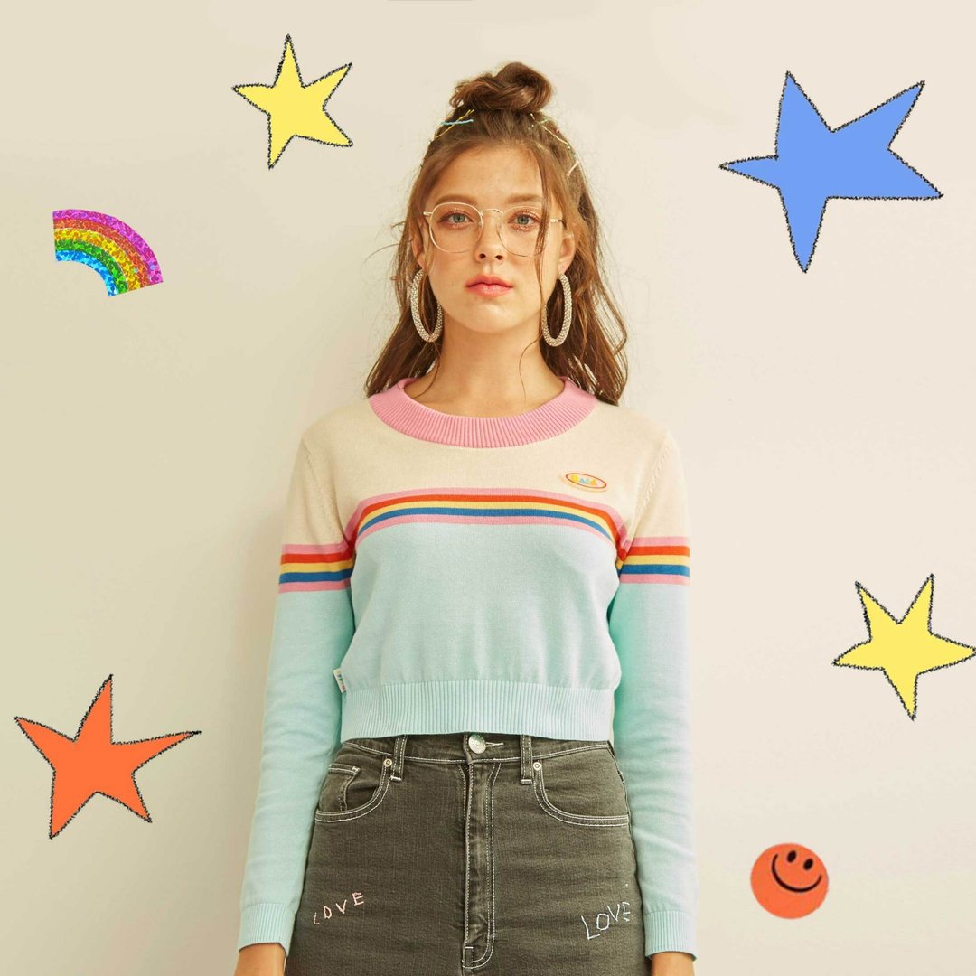 Rainbow dash long sleeve Top - 女装上衣 - 棉 多色