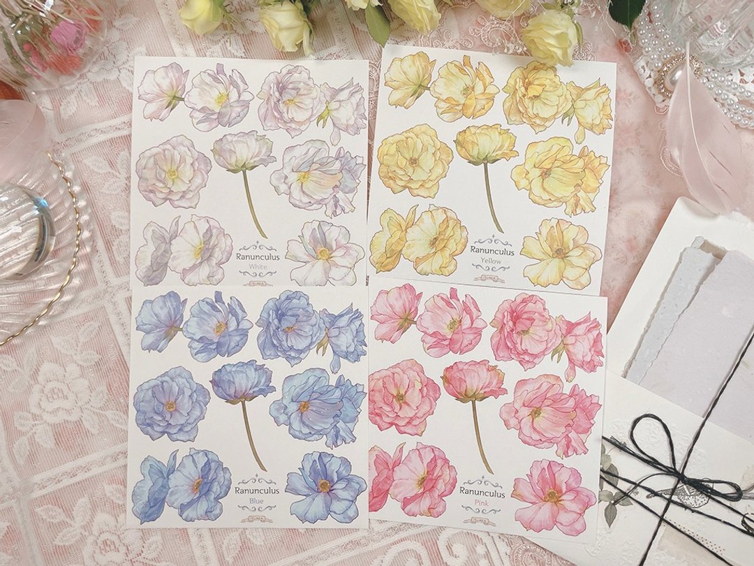 *花卉：陆莲花 & 太阳花 - 贴纸 - 纸 