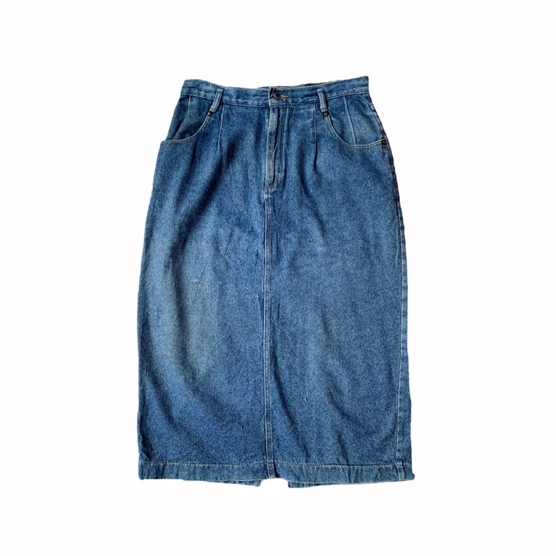 古着美制80s L.L. Bean丹宁裙 - 裙子 - 棉．麻 蓝色