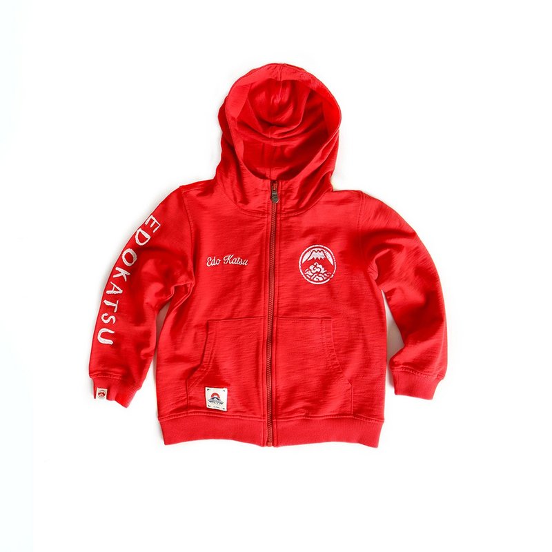 江户胜 日系 童装 经典大LOGO连帽拉T外套(红色) #外套 #童装 - 其他 - 棉．麻 红色