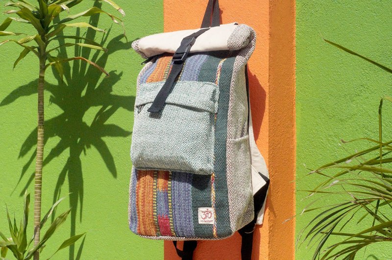 手工棉麻拼接设计后背包/肩背包/民族登山包/拼布包-Boho手织地毯 - 后背包/双肩包 - 棉．麻 多色