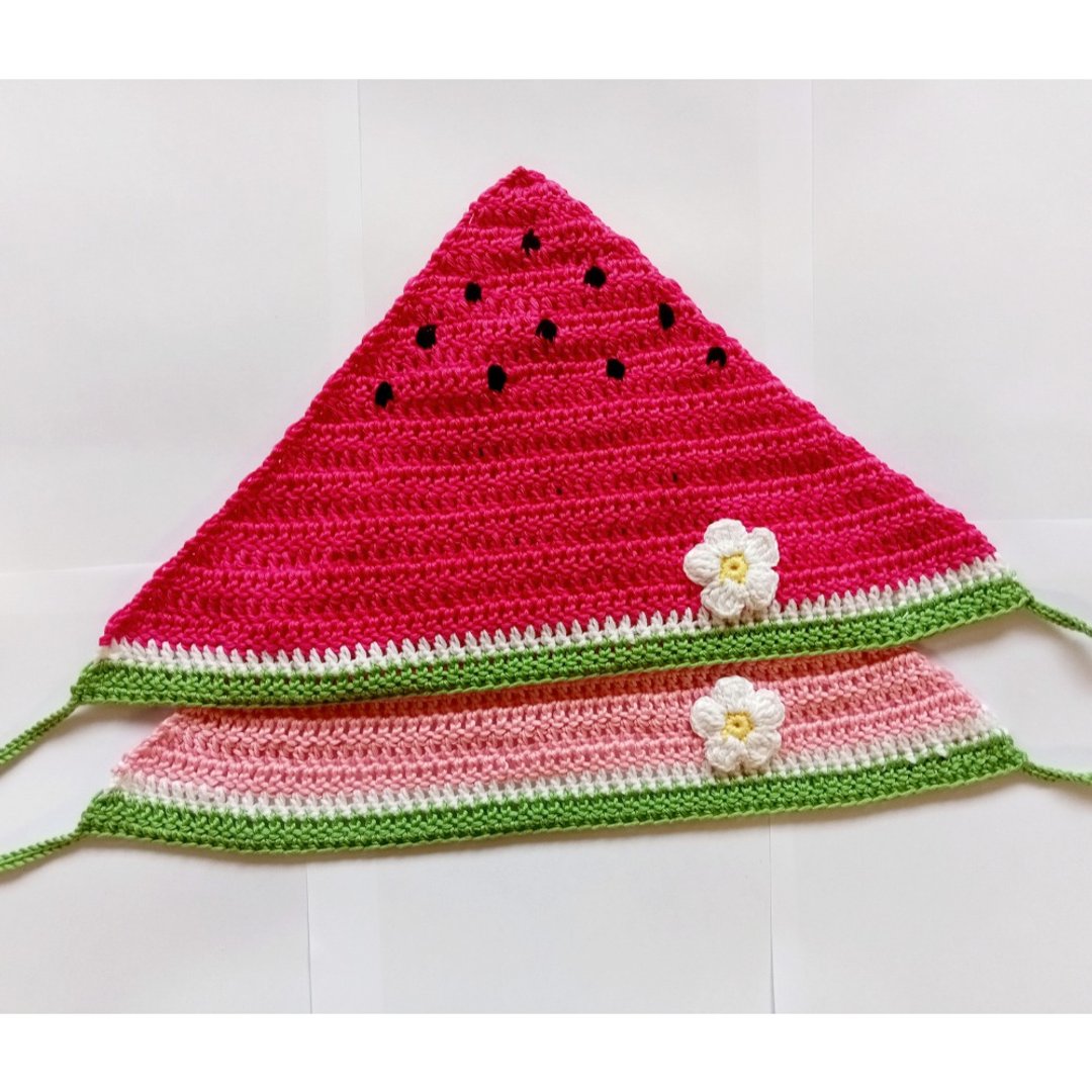 Easy Crochet Watermelon Bandana Pattern, PDF Pattern - Instant Download - 其他数码商品 - 其他材质 