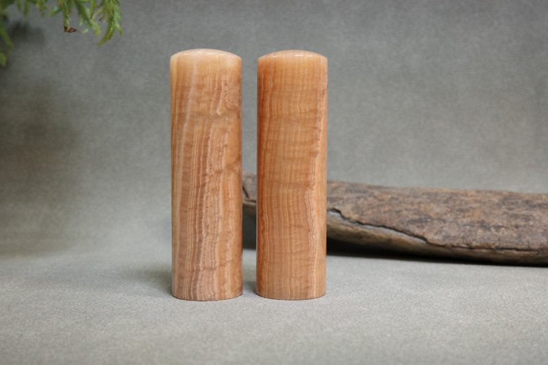 【好石多磨】木纹玛瑙_玉石印章_夫妻结婚对章 - 印章/印台 - 玉石 橘色