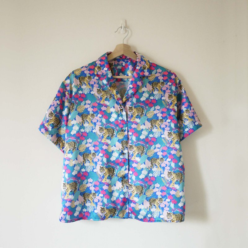 虎虎开领衬衫 - 女装衬衫 - 聚酯纤维 蓝色