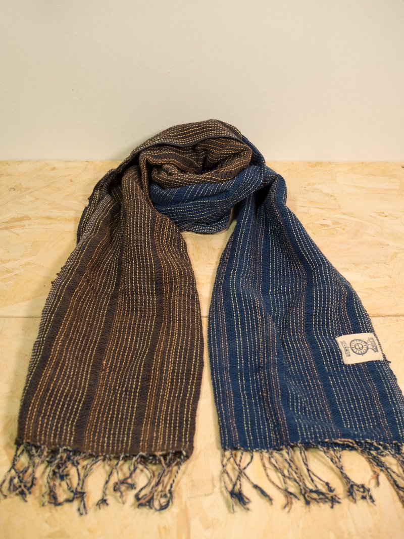 EARTH.er │天然植物染围巾(蓝+啡)  Natural Dyed Scarf │ - 丝巾 - 棉．麻 蓝色