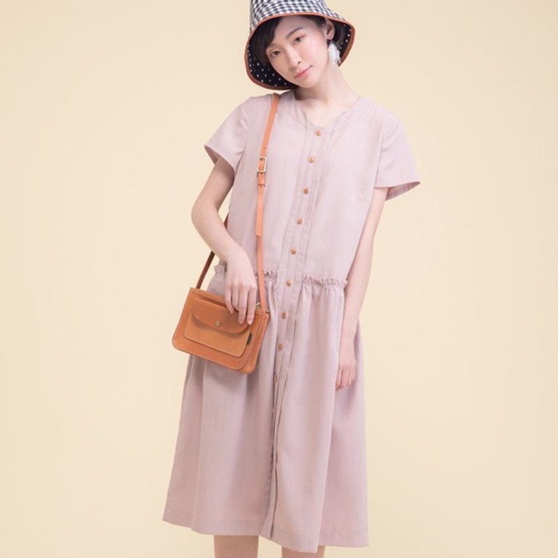 莫比斯圆环花圈排扣洋装-粉雾晨曦 - 洋装/连衣裙 - 其他材质 粉红色