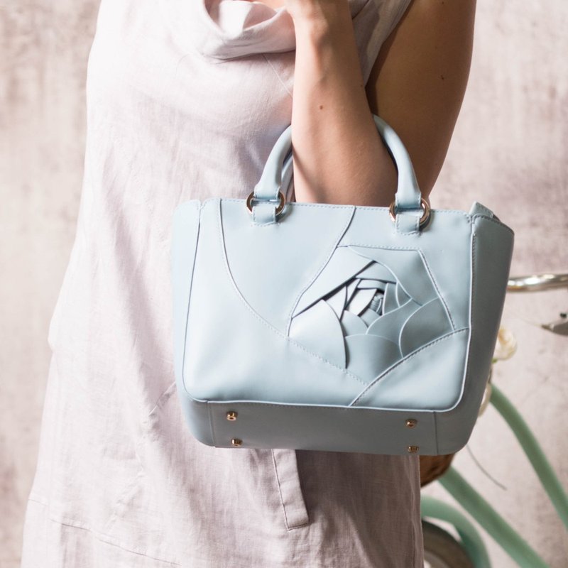 玫瑰系列-真皮手工包/玫瑰手提包/牛皮斜背包/侧背包/方形手腕包 - 手提包/手提袋 - 真皮 多色