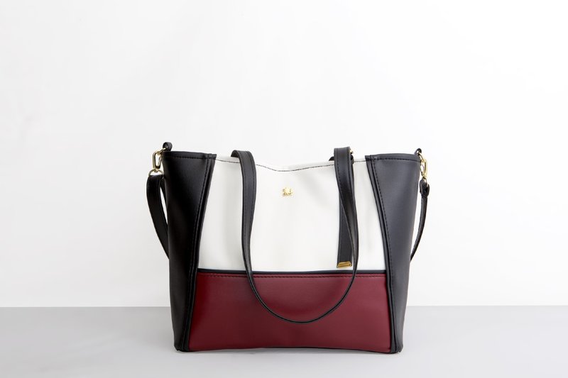 【10天出货】台湾原创/ C.L.M 纯素皮革/普普托特包-红白 - 侧背包/斜挎包 - 乳胶 白色