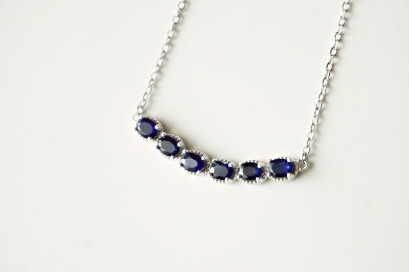 Natural Blue sapphire  Necklace Silver 925. - 项链 - 纯银 蓝色