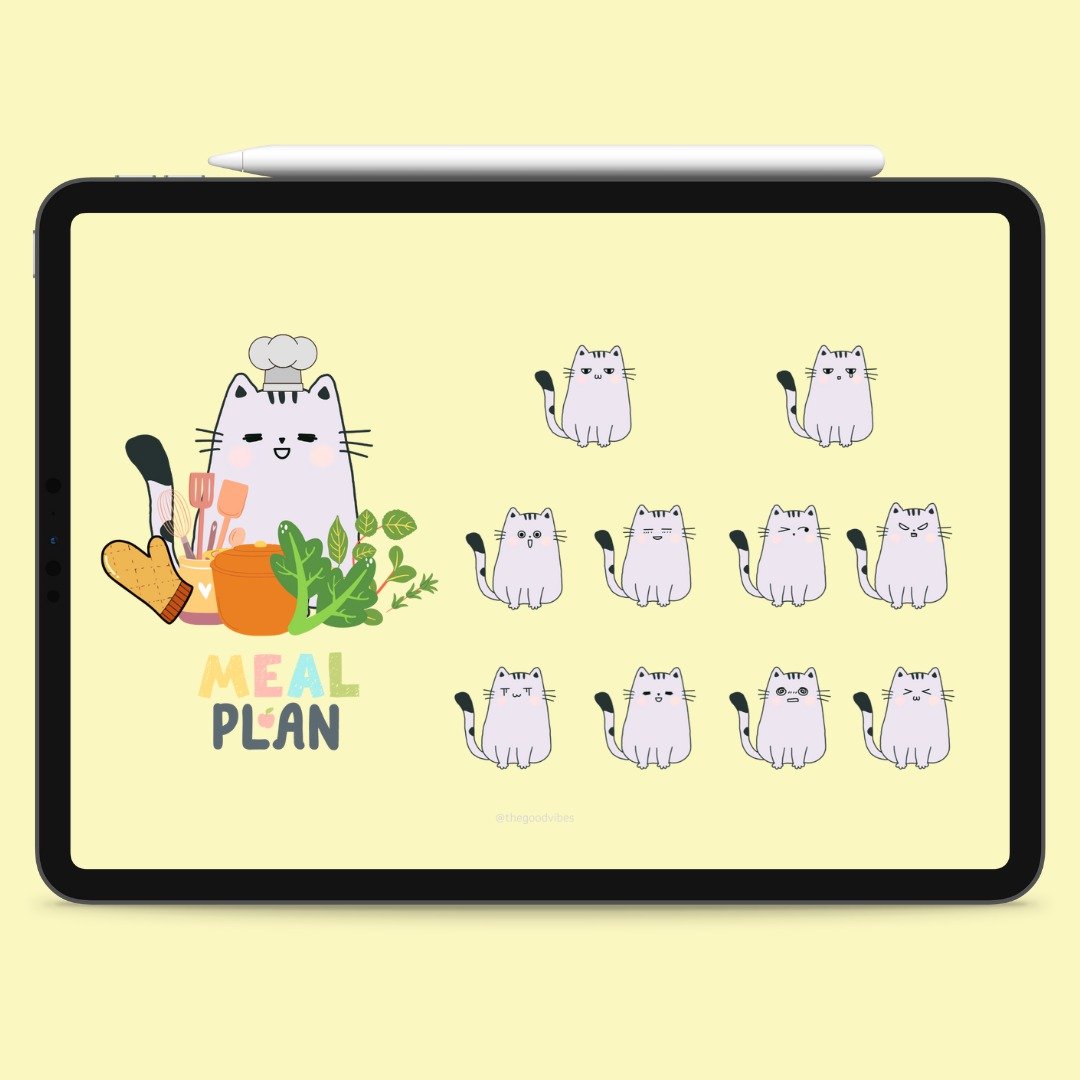 Digital Stickers HaiiroTheCat Pack 400++,Pre-cropped,Goodnotes,PNGs, - 电脑手机桌布/贴图/App 图示 - 其他材质 