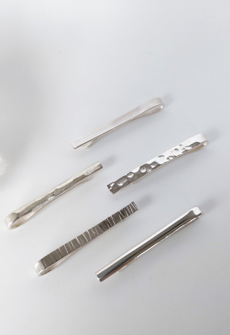 情人节礼物 客制 领带夹 纯银925 - 领带/领带夹 - 其他金属 灰色