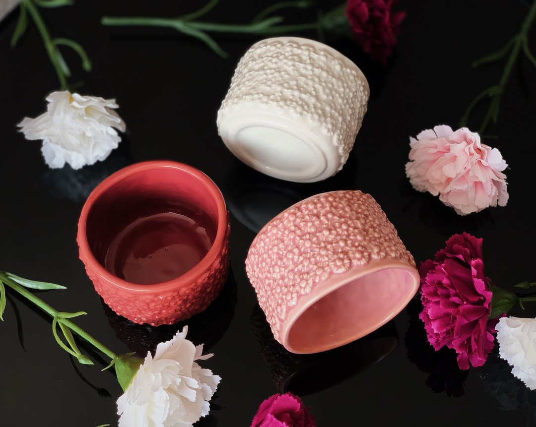 Flower tea cup small size - 其他杯子 - 陶 粉红色