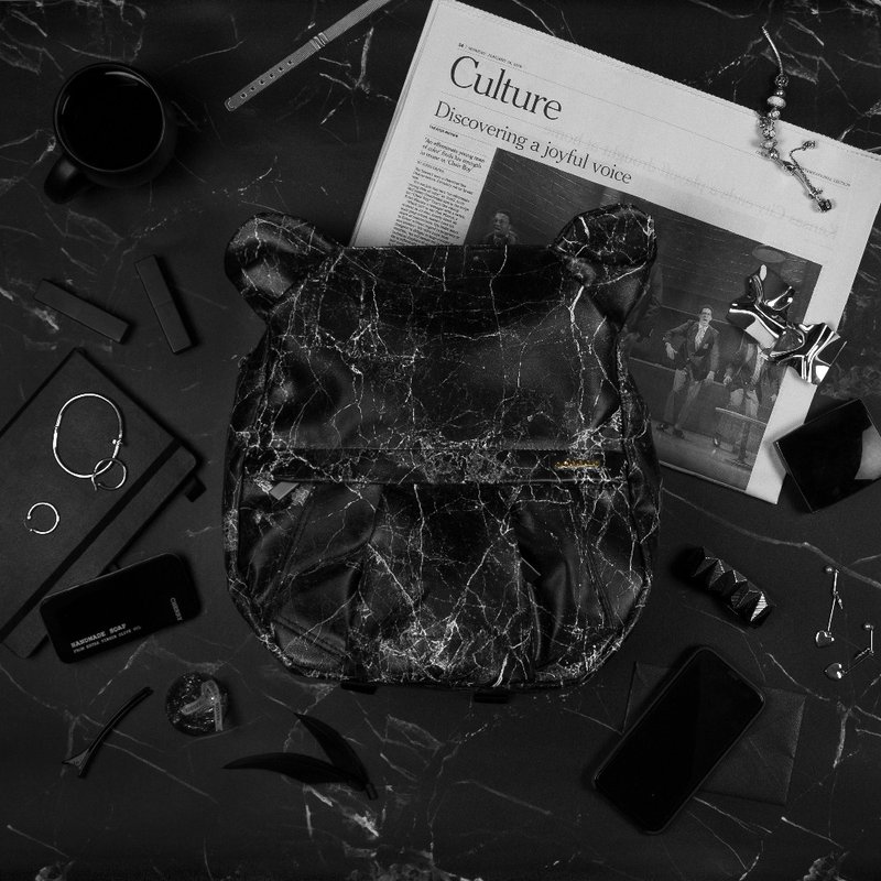 ORIBAGU 折纸包_黑大理石熊 后背包 - 后背包/双肩包 - 其他材质 