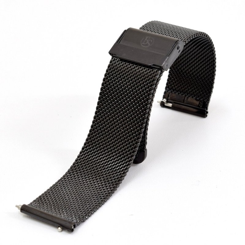 BOND STONE 20mm Stainless steel mesh belt Black - 表带 - 不锈钢 黑色