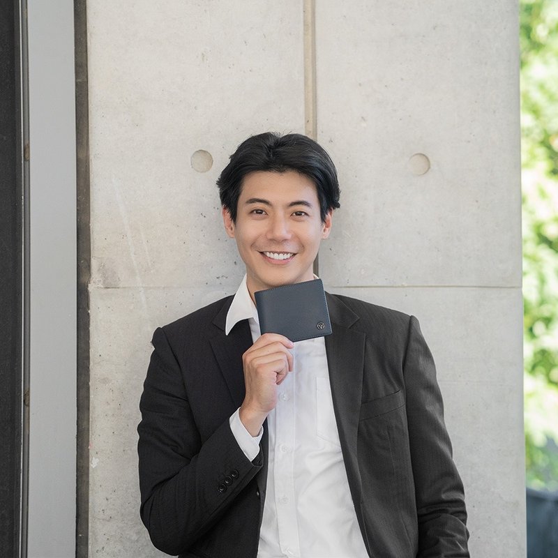 【免费升级送礼包装】卡西安 4卡零钱袋皮夹-蓝色/VA134W007NY - 皮夹/钱包 - 真皮 蓝色