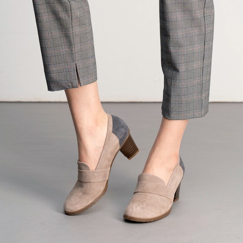 毕卡索撞色高跟鞋-小步舞曲 - 高跟鞋 - 真皮 灰色