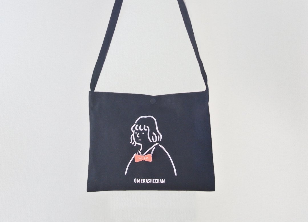 Dress up girl shoulder mini back - 侧背包/斜挎包 - 棉 黑色