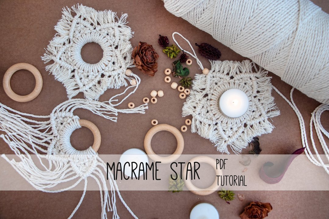 Macrame Pattern, Macrame Snowflake PDF Tutorial, DIY Macrame - 编织/刺绣/羊毛毡/裁缝 - 棉 