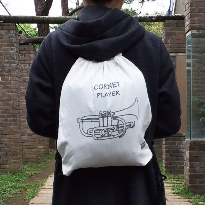 WD 乐器棉质背包 - 短号 现货+预购 - 束口袋双肩包 - 棉．麻 白色