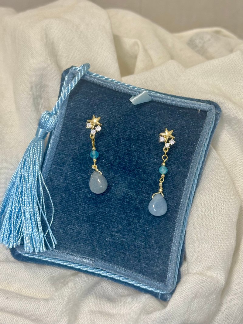 水晶系列 - 蓝心星语蓝东陵耳环 - 耳环/耳夹 - 水晶 蓝色