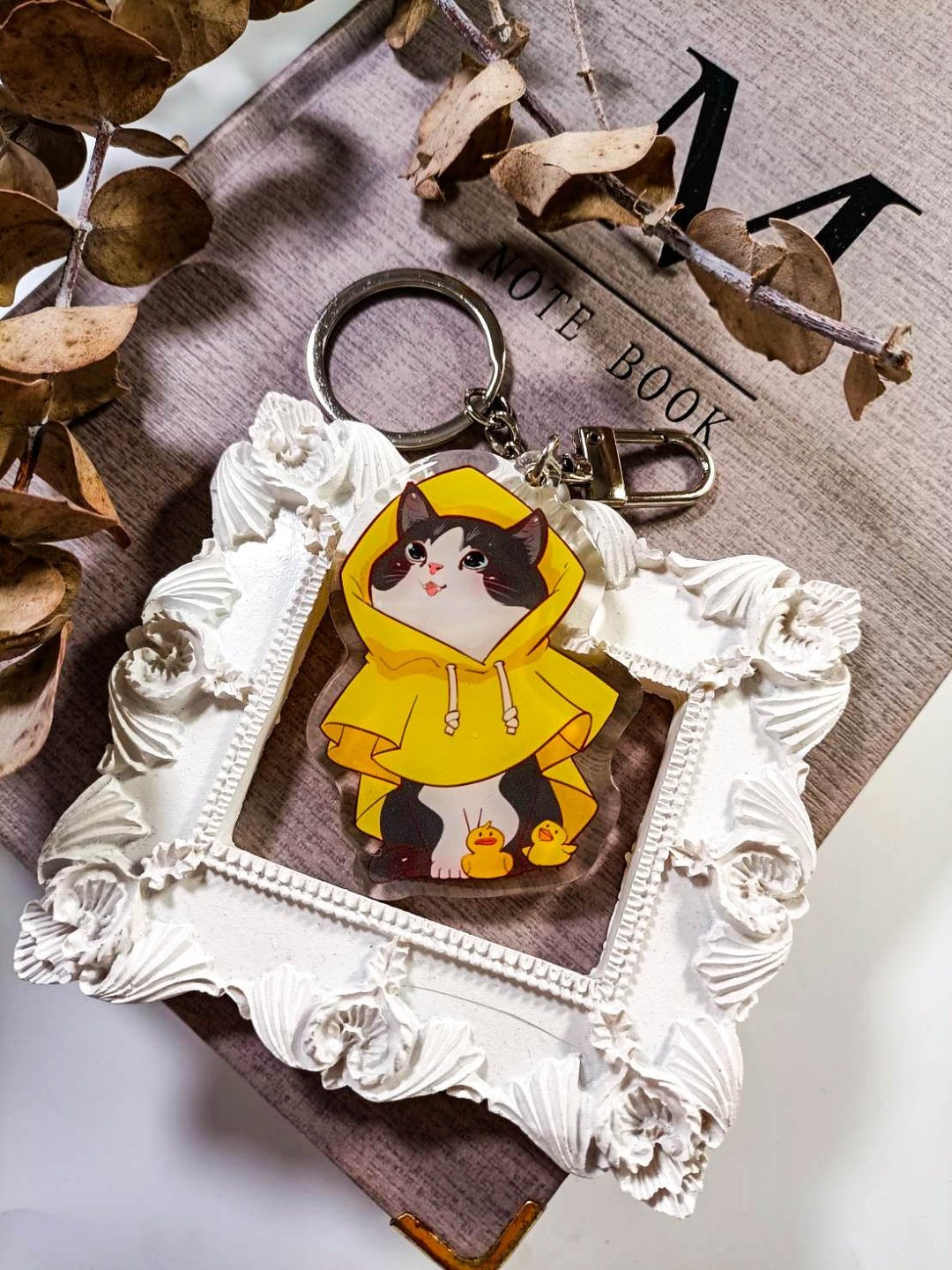 ME187_黃色雨衣貓yellow raincoat cat /晶透吊飾_鑰匙圈 - 钥匙链/钥匙包 - 塑料 多色