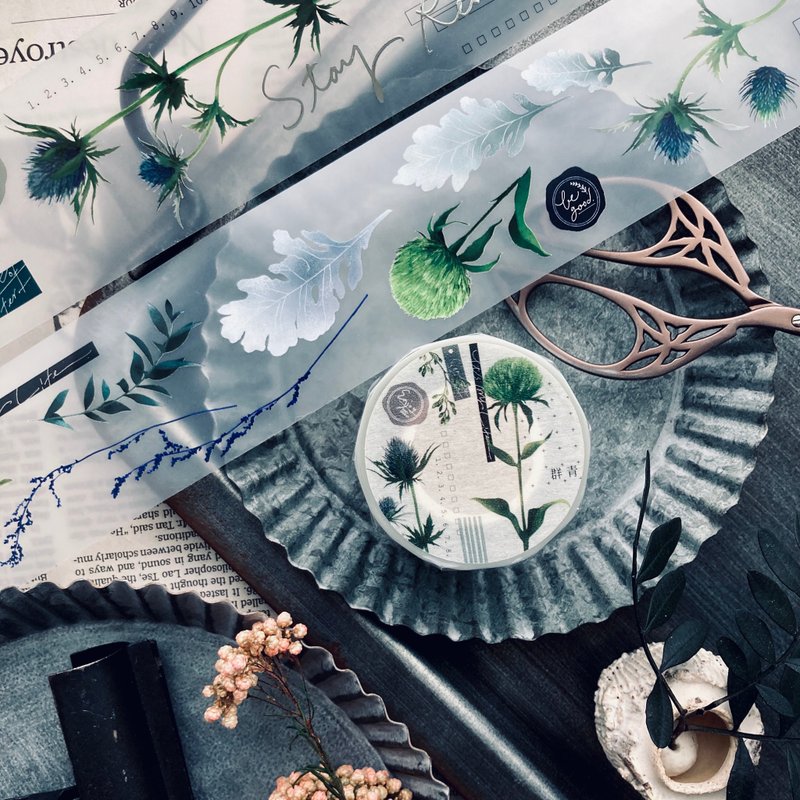 群青 / 5.0cm 植系雾面PET烫银胶带 - 纸胶带 - 塑料 透明