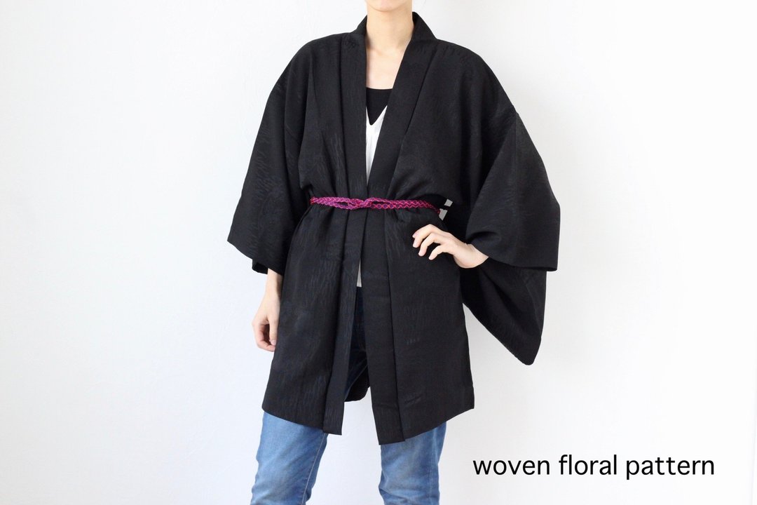 silk Kimono, black kimono, lightweight jacket /4092 - 女装休闲/机能外套 - 丝．绢 黑色