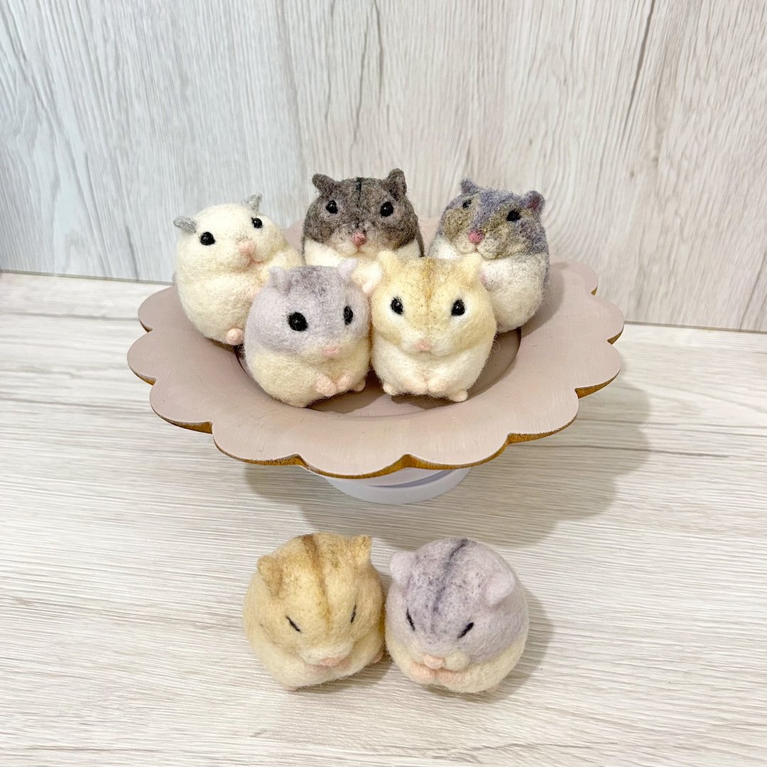 拟真手手小仓鼠 银狐仓鼠 布丁鼠 仓鼠定制 羊毛毡娃娃 疗愈 送礼 - 玩偶/公仔 - 羊毛 灰色