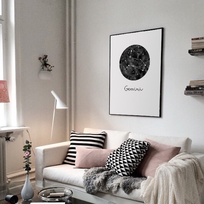 双子座 Gemini-咖啡厅挂画/十二星座/床头画/星际/餐厅/工作室 - 海报/装饰画/版画 - 其他材质 多色