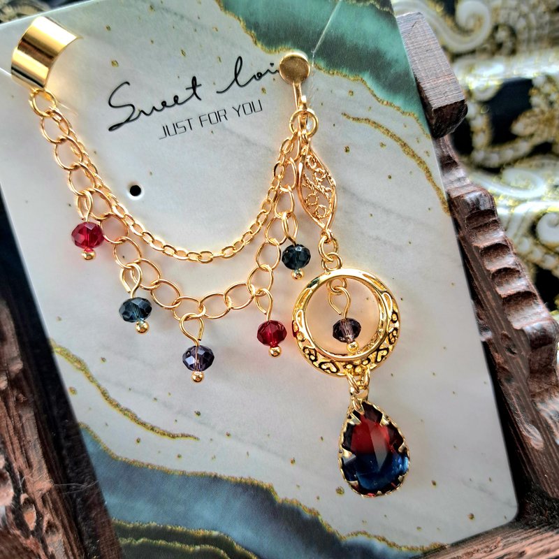 原创异域系列耳骨夹耳环-敦煌飞天•婆娑影_玄青 - 耳环/耳夹 - 其他金属 蓝色