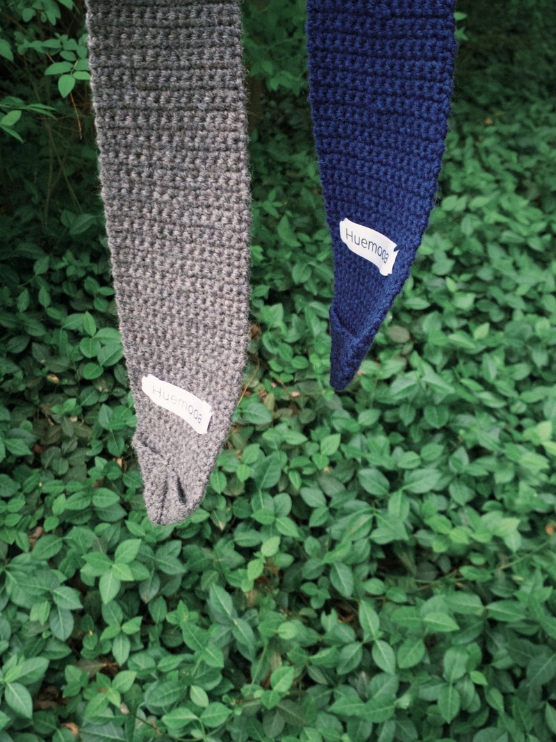 H 图纹钩针领带 - 海军蓝 - 领带/领带夹 - 绣线 蓝色