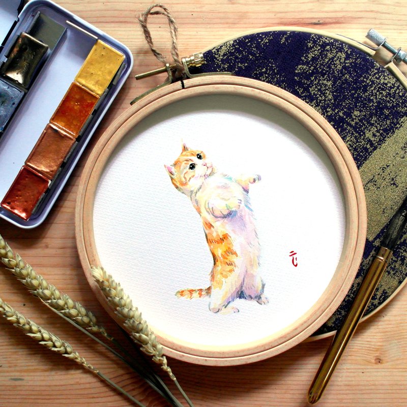 动物百态 – 曼赤肯猫  (含圆框) - 喜帖 - 纸 橘色