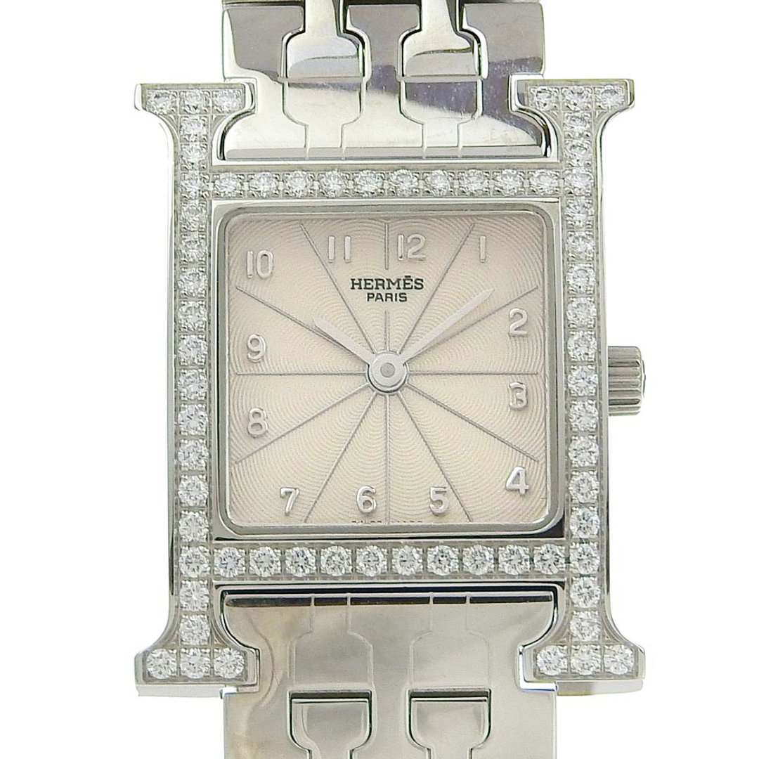 【日本直送】爱马仕 HERMES H Hour 手表 钻石表圈 HH1.230 不锈钢 石英 指针式 银色表盘 女仕款【二手】 - 女表 - 不锈钢 银色