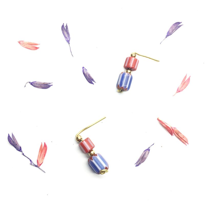 老林杂货Travelin-琉璃珠-团团圆圆。耳勾l耳针l耳夹 - 耳环/耳夹 - 其他材质 蓝色