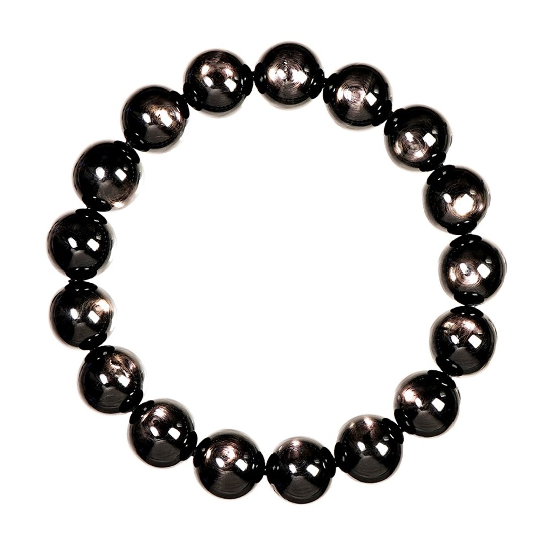 【正佳珠宝】金运石 顶级星光猫眼黑银线 12.4-12.8mm 金运石手珠 - 手链/手环 - 半宝石 多色