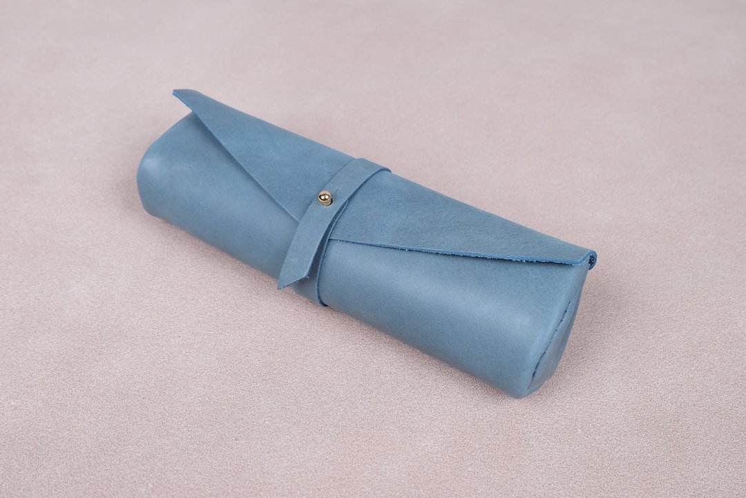 Handmade high grade Italian Leather pencil case (mint) - 铅笔盒/笔袋 - 真皮 绿色