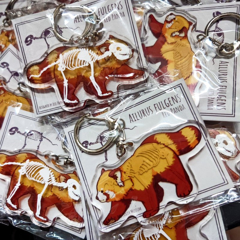 小熊猫Xray骨骼锁匙扣 - 钥匙链/钥匙包 - 塑料 橘色