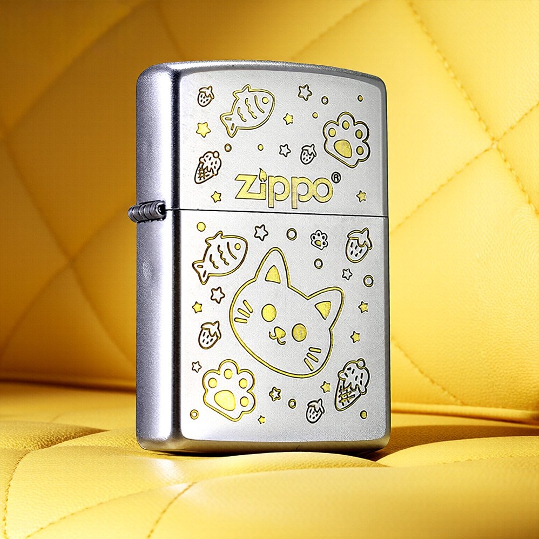 【ZIPPO官方旗舰店】卡通猫咪防风打火机 Z-109 - 其他 - 铜/黄铜 银色