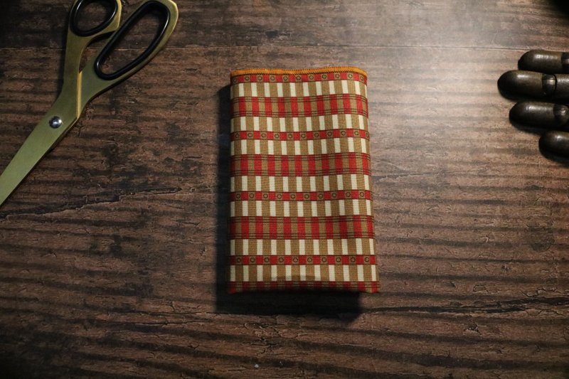 橘色花磚紋口袋巾復古風紳士口袋絲巾 - 手帕/方巾 - 棉．麻 多色